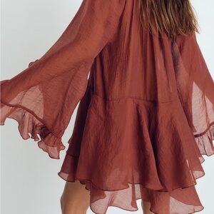 H&M Long Sleeve Dress in Rust Brown